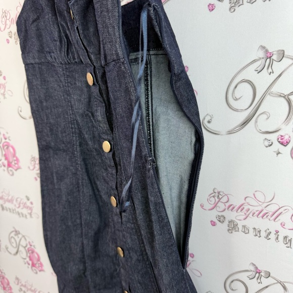 Zara dress Jean look gold buttons long style Stylish Black Button-Down Dress - Picture 8 of 15